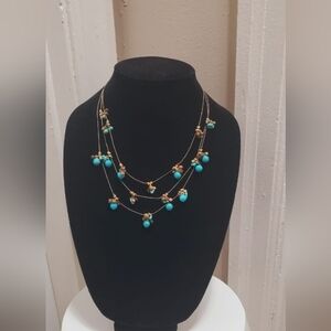 Multilayered Turquoise Blue  Necklace.🌴